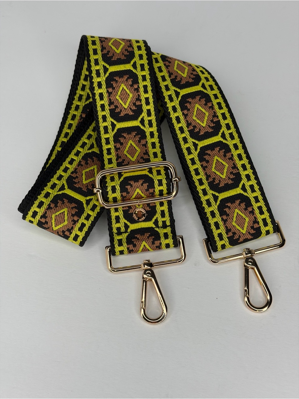 Pom Pom London Bag Strap Adjustable Black Lime Green brown Gold Hardware